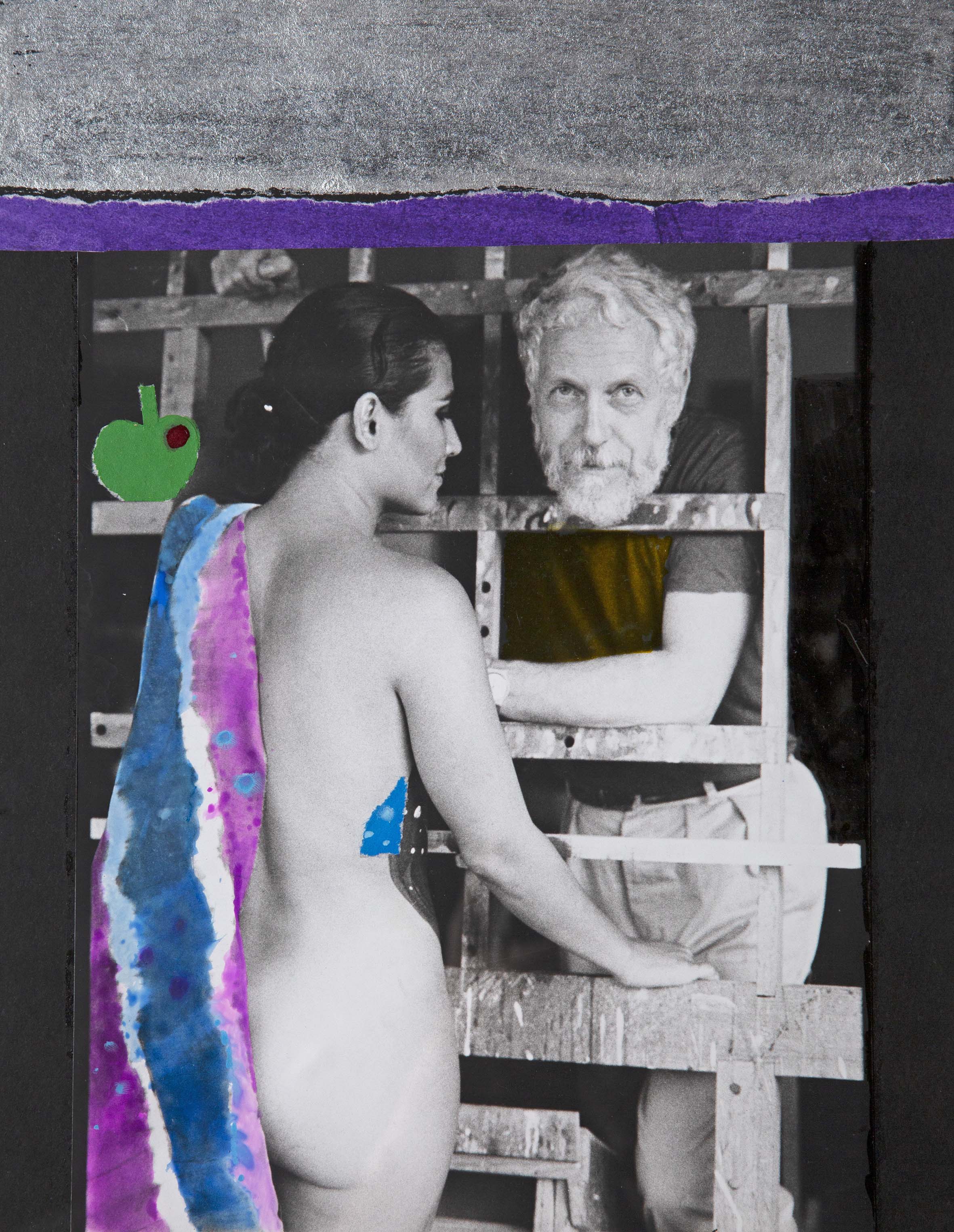 El pintor Roger Von Gunten (Suiza, 1933); fotografía de Rogelio Cuéllar. Retrato e intervención: 1989.